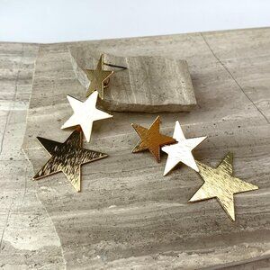 NEW~ Anthropologie Dangling Gold Star Earrings
